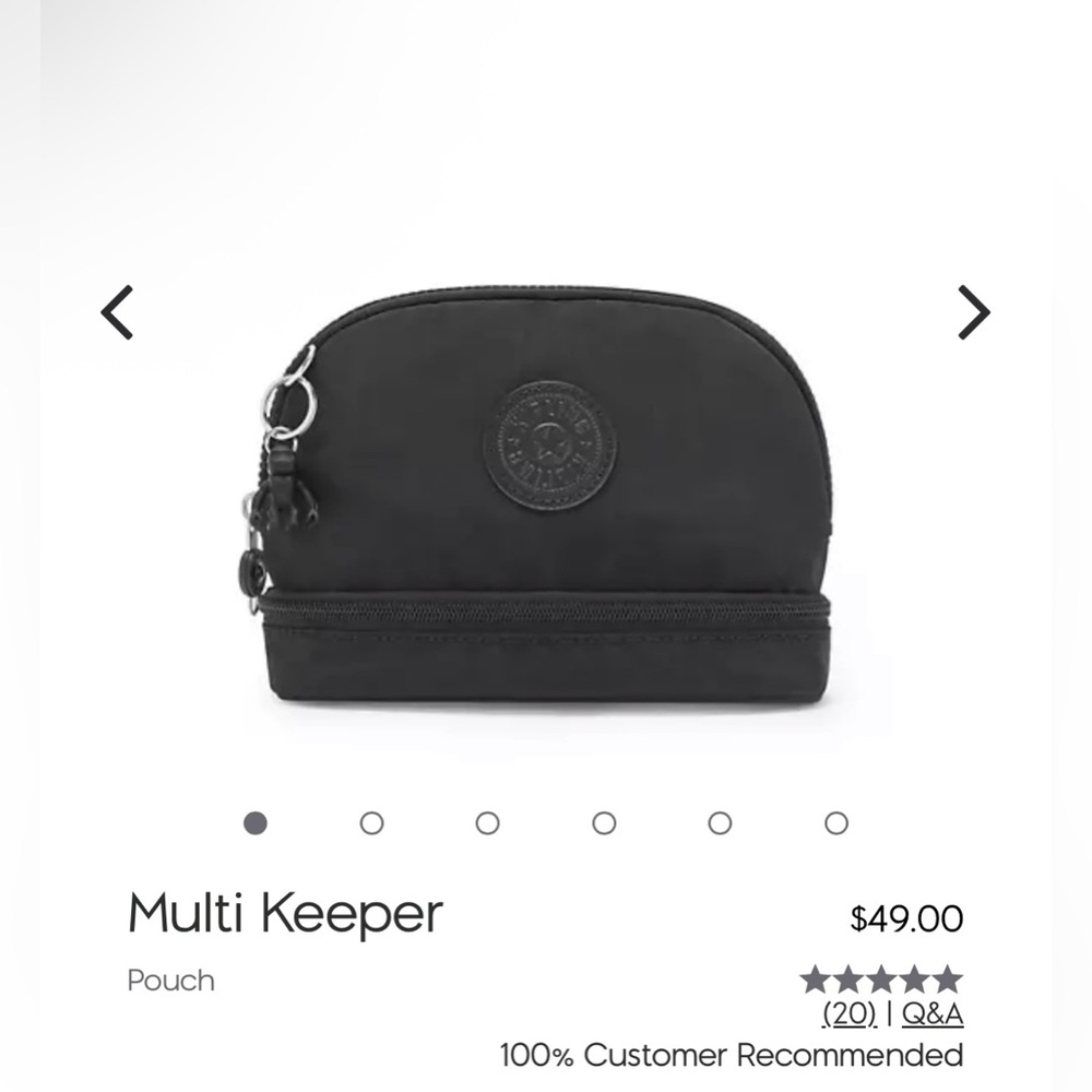 Kipling Black Multi Keeper Pens/Makeup Brush Pouch